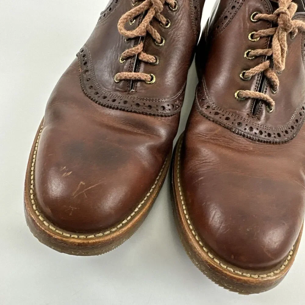 Johnston‎ And Murphy Brogue Brown Leather Oxford Lace Up Vibram USA Mens 8.5 M